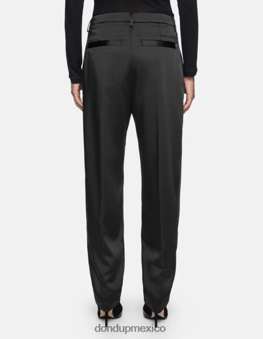 negro DONDUP mujer pantalones holgados de satén micaela vestir D0VXD190