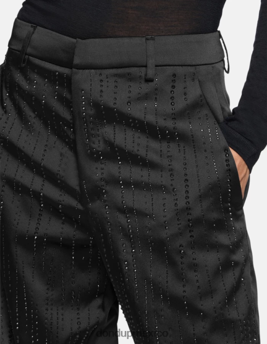 negro DONDUP mujer pantalones holgados de satén micaela vestir D0VXD190