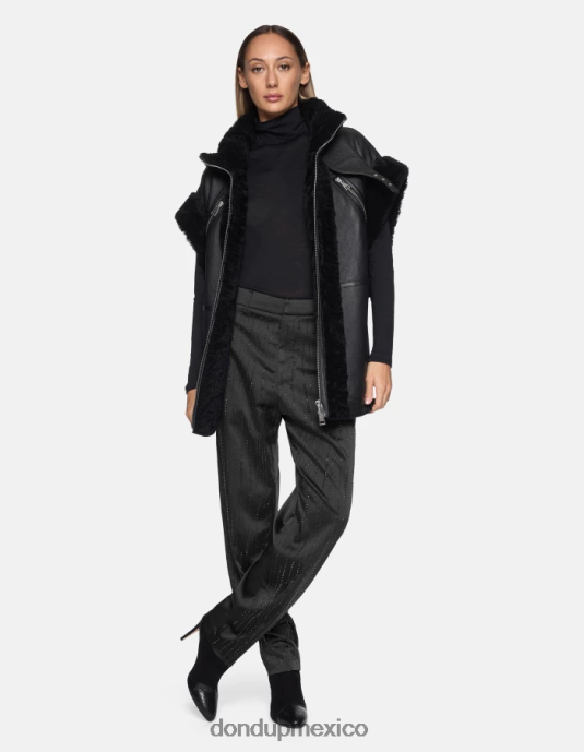 negro DONDUP mujer pantalones holgados de satén micaela vestir D0VXD190