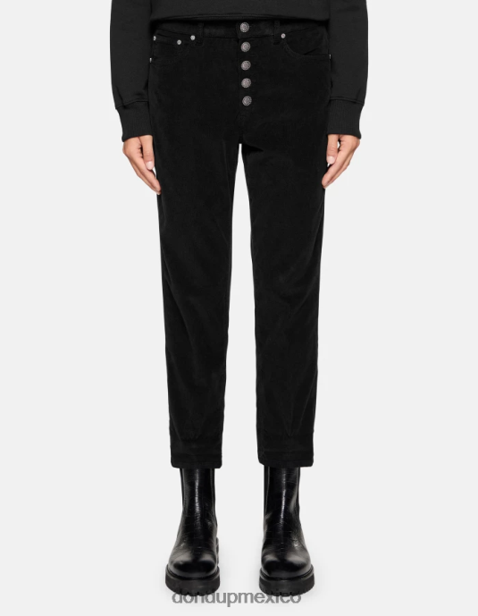 negro DONDUP mujer pantalones holgados de terciopelo koons vestir D0VXD70