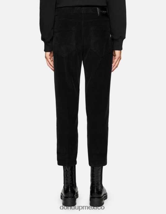 negro DONDUP mujer pantalones holgados de terciopelo koons vestir D0VXD70