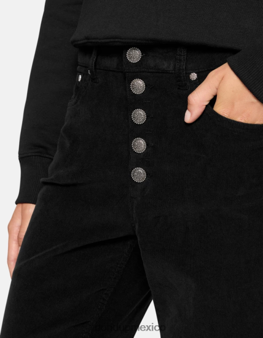 negro DONDUP mujer pantalones holgados de terciopelo koons vestir D0VXD70