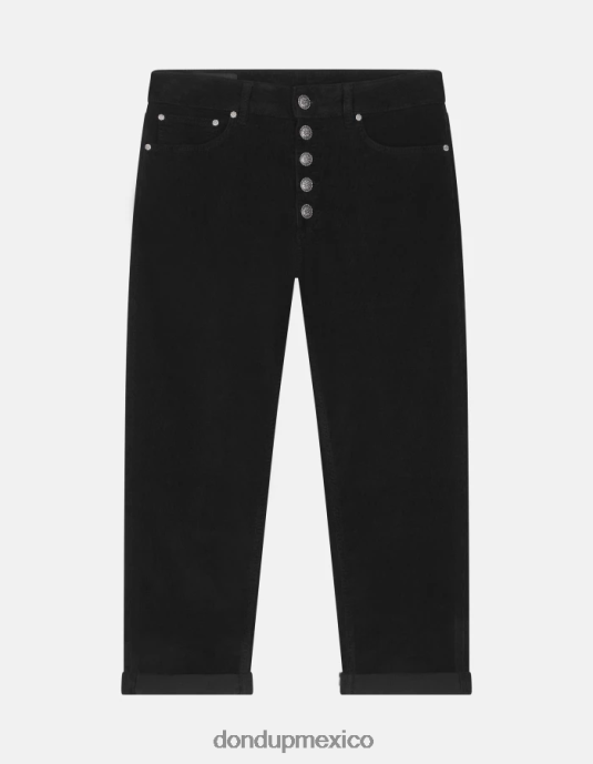 negro DONDUP mujer pantalones holgados de terciopelo koons vestir D0VXD70