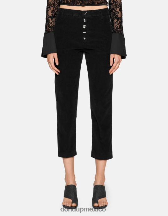 negro DONDUP mujer pantalones holgados de terciopelo nima vestir D0VXD137