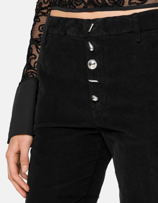 negro DONDUP mujer pantalones holgados de terciopelo nima vestir D0VXD137