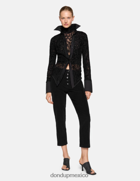 negro DONDUP mujer pantalones holgados de terciopelo nima vestir D0VXD137