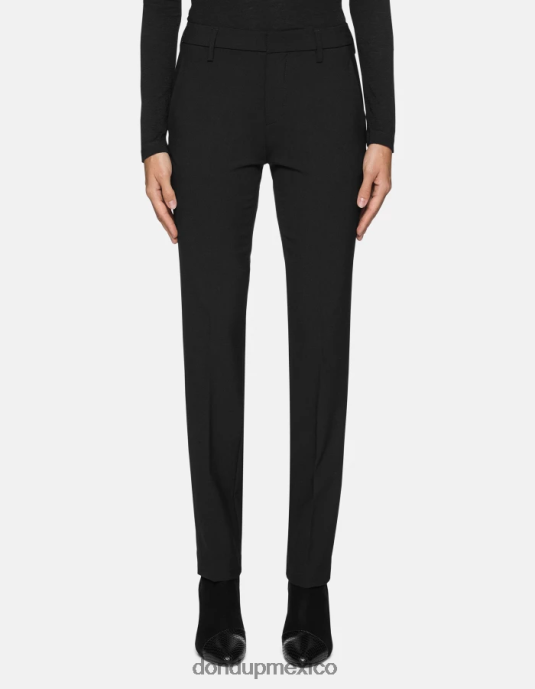 negro DONDUP mujer pantalones kasya regular fit de lana vestir D0VXD143