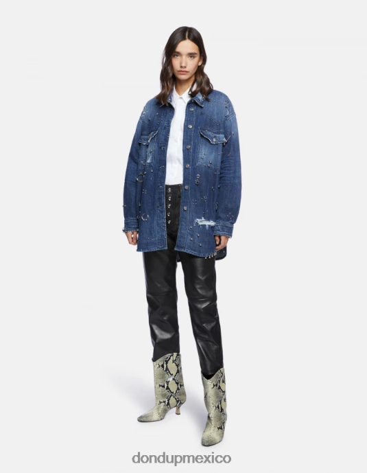 negro DONDUP mujer pantalones koons holgados de piel de napa vestir D0VXD115