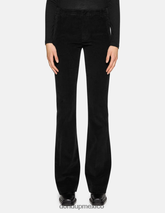 negro DONDUP mujer pantalones lexi bootcut de terciopelo vestir D0VXD120
