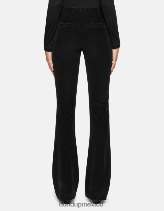 negro DONDUP mujer pantalones lexi bootcut de terciopelo vestir D0VXD120