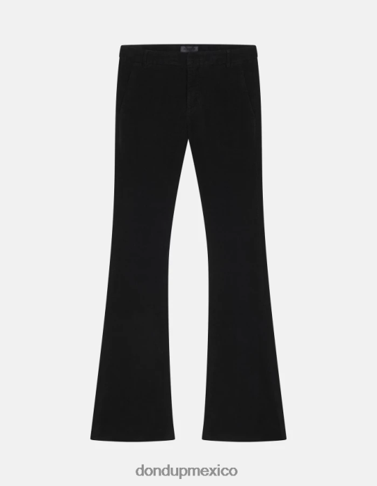 negro DONDUP mujer pantalones lexi bootcut de terciopelo vestir D0VXD120