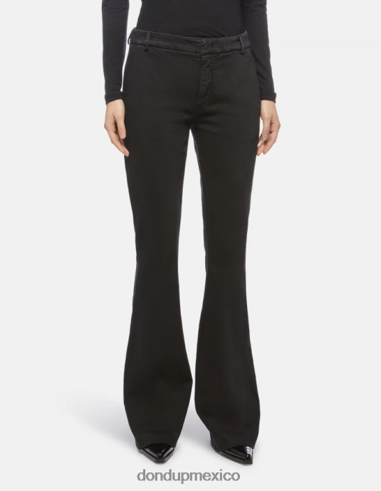 negro DONDUP mujer pantalones lexi con corte bootcut en denim bull elástico vestir D0VXD216