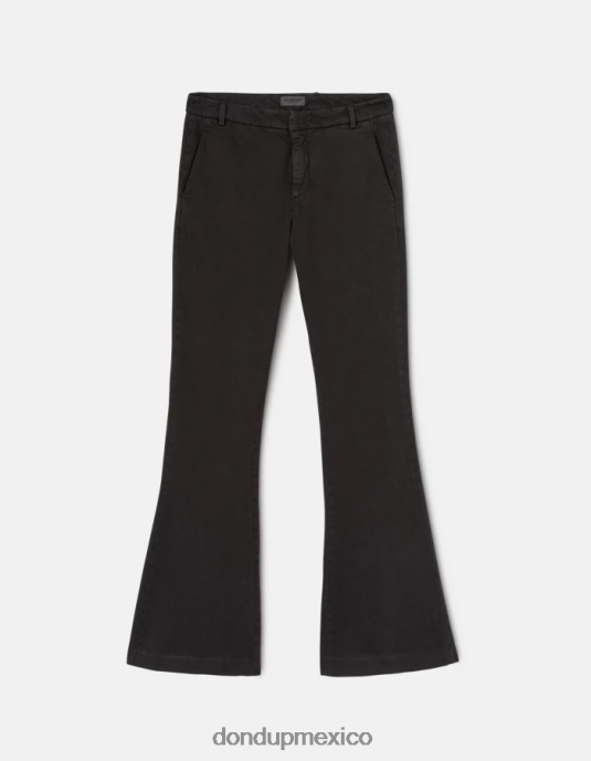 negro DONDUP mujer pantalones lexi con corte bootcut en denim bull elástico vestir D0VXD216