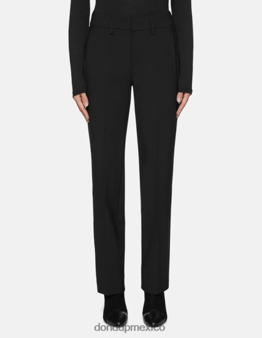 negro DONDUP mujer pantalones meli holgados de lana de 30 pulgadas vestir D0VXD240