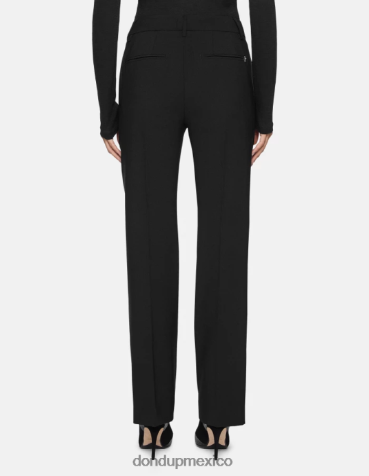 negro DONDUP mujer pantalones meli holgados de lana de 30 pulgadas vestir D0VXD240