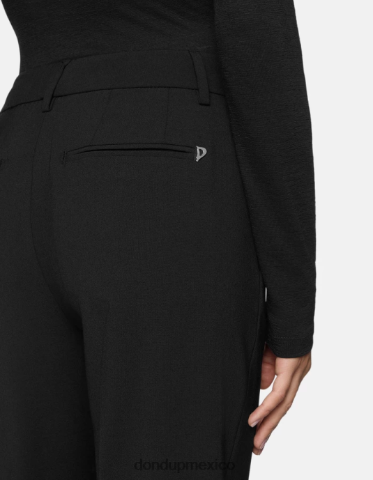 negro DONDUP mujer pantalones meli holgados de lana de 30 pulgadas vestir D0VXD240