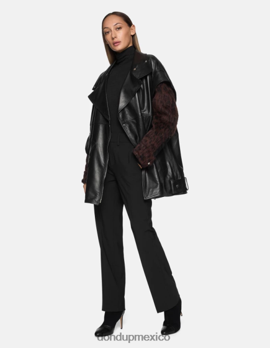 negro DONDUP mujer pantalones meli holgados de lana de 30 pulgadas vestir D0VXD240