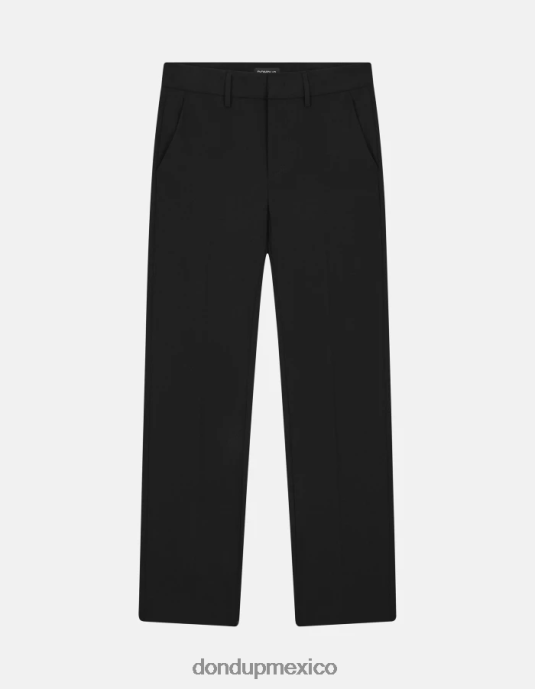 negro DONDUP mujer pantalones meli holgados de lana de 30 pulgadas vestir D0VXD240