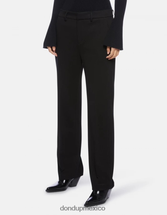 negro DONDUP mujer pantalones meli holgados de punto de 30 pulgadas vestir D0VXD227