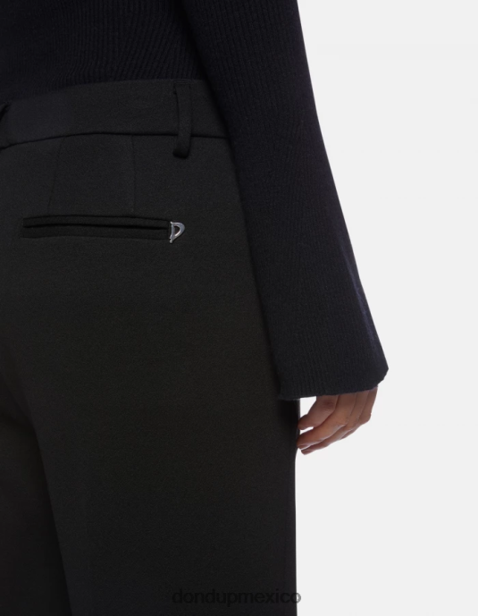 negro DONDUP mujer pantalones meli holgados de punto de 30 pulgadas vestir D0VXD227