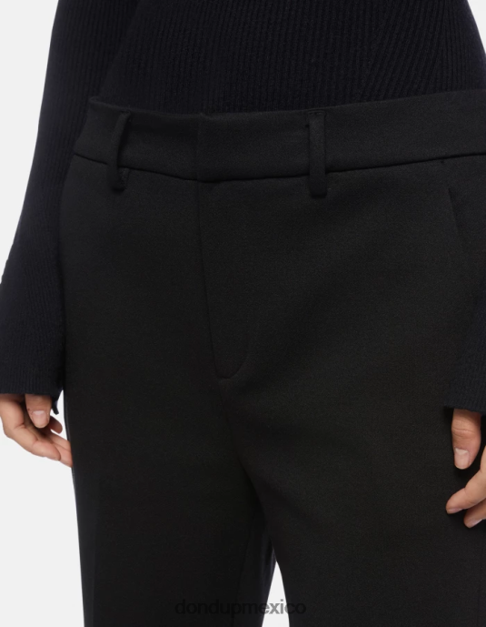 negro DONDUP mujer pantalones meli holgados de punto de 30 pulgadas vestir D0VXD227