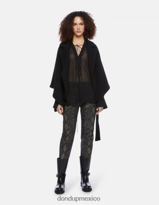 negro DONDUP mujer pantalones nicole regular fit de algodón estampado vestir D0VXD82