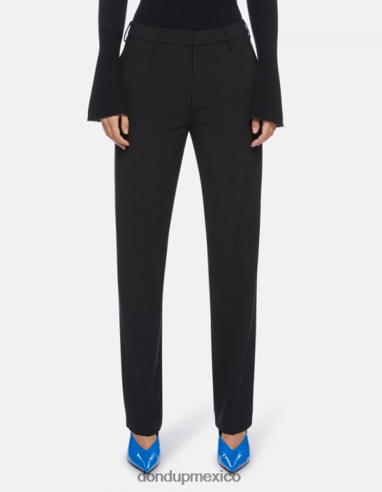 negro DONDUP mujer pantalones patty regular fit de lana vestir D0VXD196