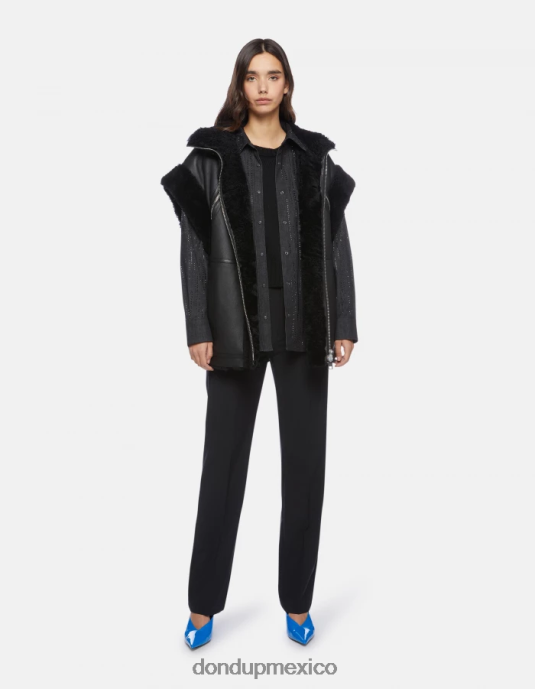 negro DONDUP mujer pantalones patty regular fit de lana vestir D0VXD196