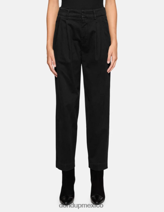 negro DONDUP mujer pantalones sheryl holgados de algodón vestir D0VXD237