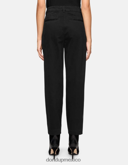 negro DONDUP mujer pantalones sheryl holgados de algodón vestir D0VXD237