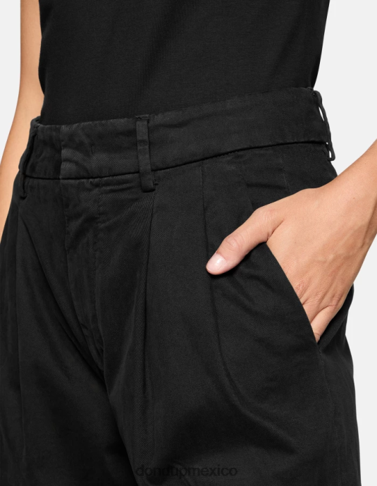 negro DONDUP mujer pantalones sheryl holgados de algodón vestir D0VXD237