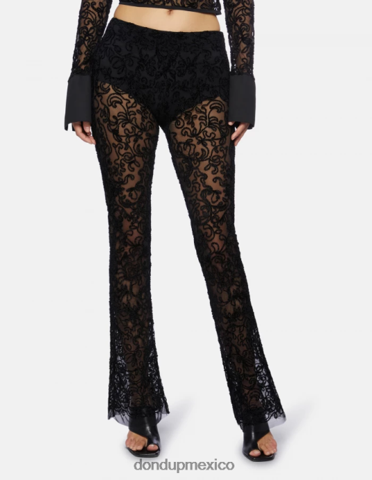 negro DONDUP mujer pantalones slim con encaje vestir D0VXD239