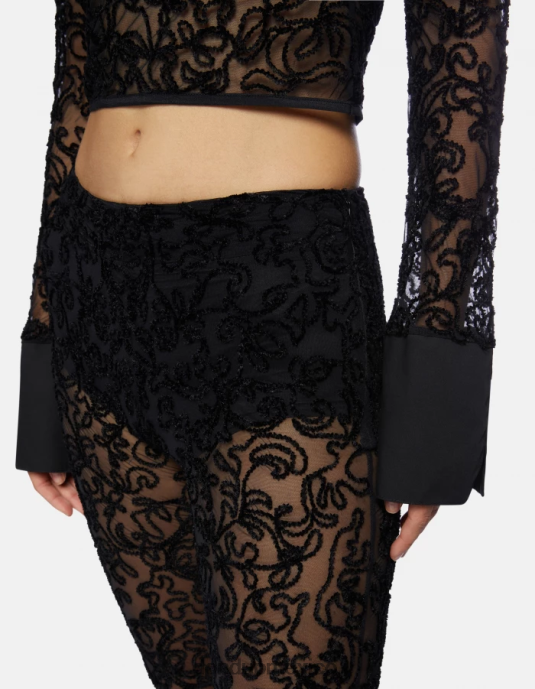 negro DONDUP mujer pantalones slim con encaje vestir D0VXD239