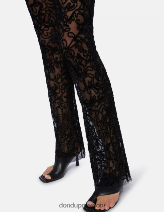 negro DONDUP mujer pantalones slim con encaje vestir D0VXD239