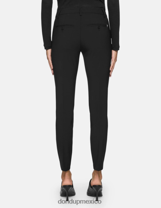 negro DONDUP mujer pantalones slim fit perfectos de lana vestir D0VXD185