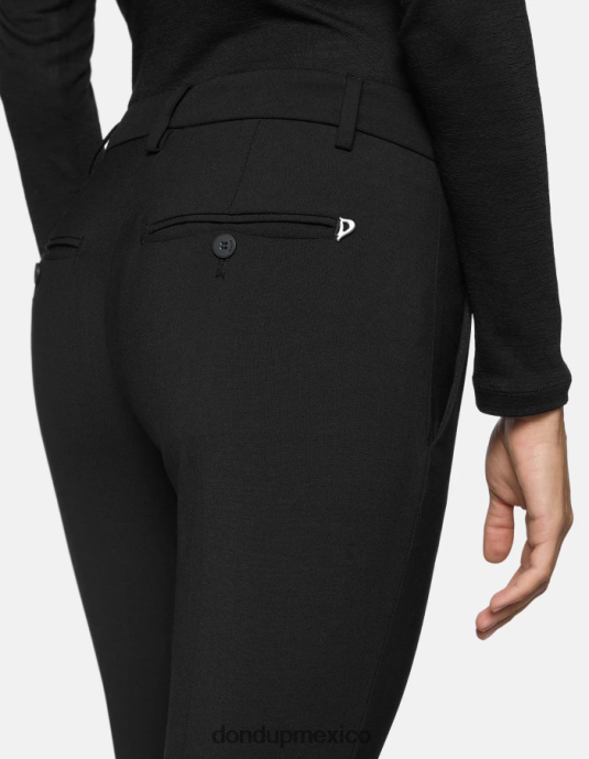 negro DONDUP mujer pantalones slim fit perfectos de lana vestir D0VXD185