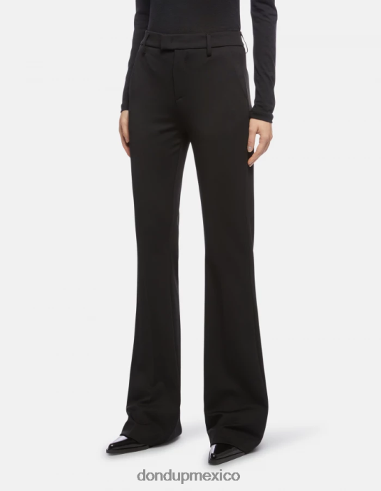 negro DONDUP mujer pantalones tina de punto con corte bootcut vestir D0VXD205