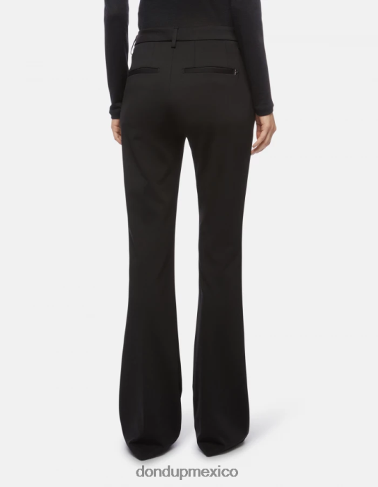 negro DONDUP mujer pantalones tina de punto con corte bootcut vestir D0VXD205