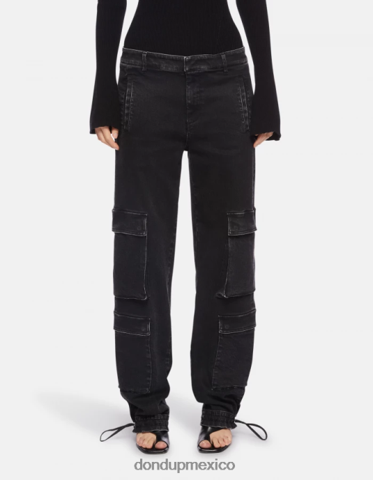 negro DONDUP mujer pantalones tori holgados de denim elástico vestir D0VXD130