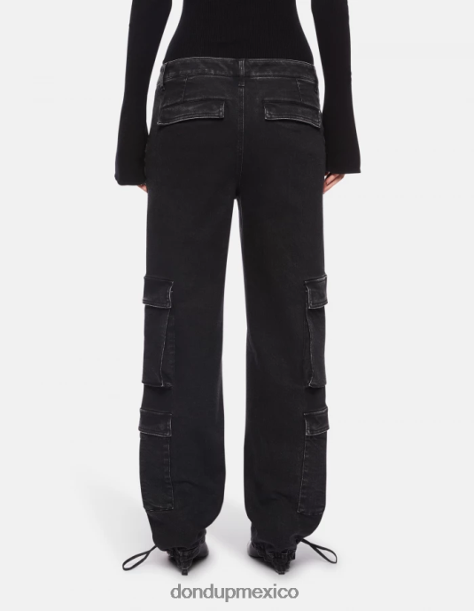 negro DONDUP mujer pantalones tori holgados de denim elástico vestir D0VXD130