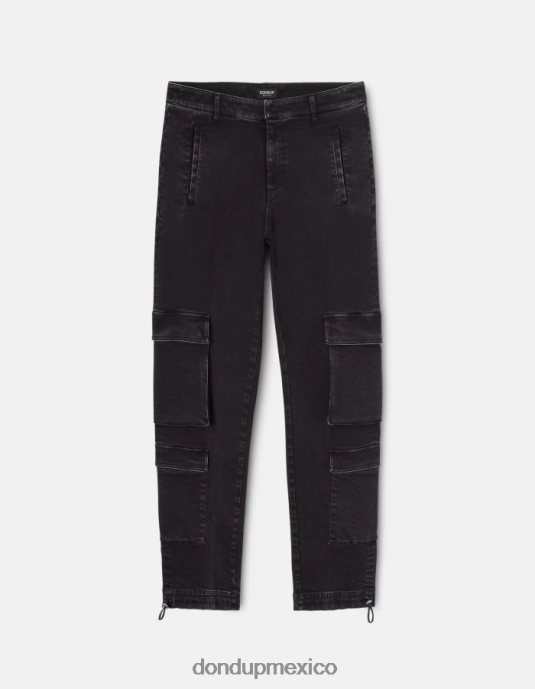negro DONDUP mujer pantalones tori holgados de denim elástico vestir D0VXD130