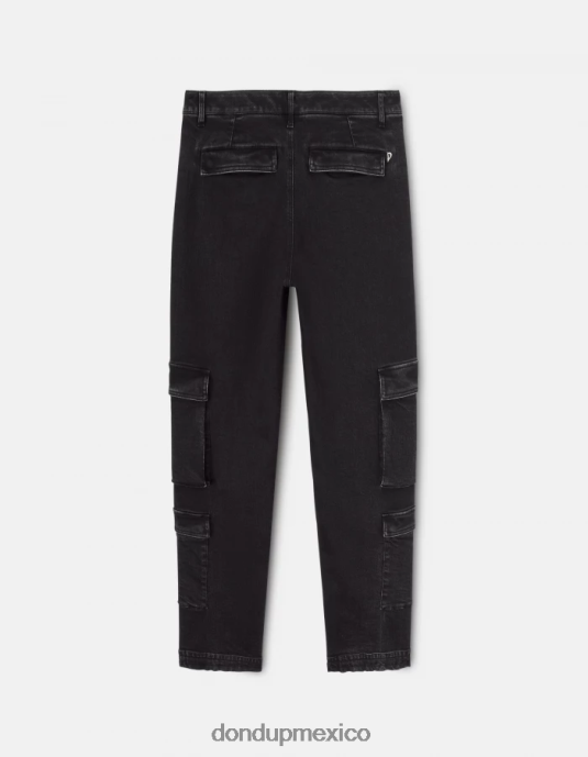 negro DONDUP mujer pantalones tori holgados de denim elástico vestir D0VXD130