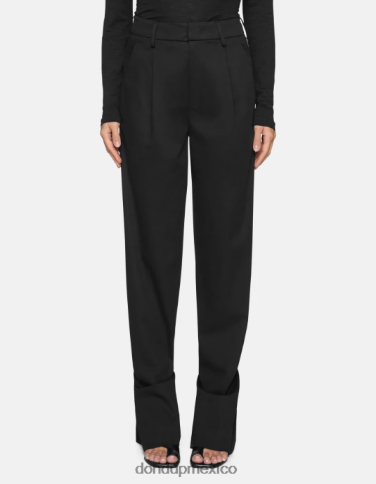 negro DONDUP mujer pantalones tru holgados de algodón vestir D0VXD215
