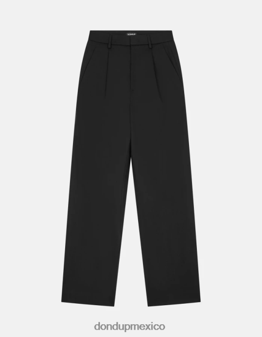 negro DONDUP mujer pantalones tru holgados de algodón vestir D0VXD215