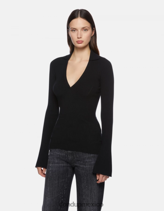 negro DONDUP mujer polo slim de viscosa vestir D0VXD317