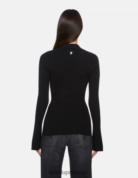 negro DONDUP mujer polo slim de viscosa vestir D0VXD317