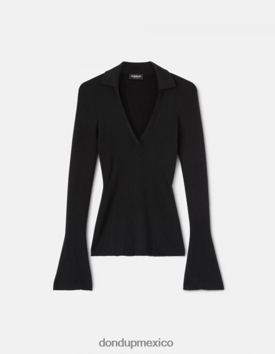 negro DONDUP mujer polo slim de viscosa vestir D0VXD317