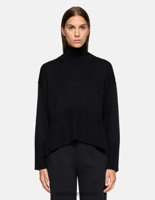 negro DONDUP mujer suéter oversize de lana con cuello tipo polo vestir D0VXD295