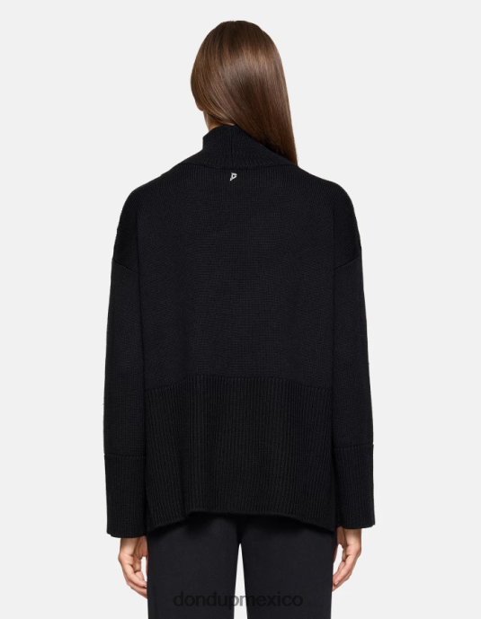 negro DONDUP mujer suéter oversize de lana con cuello tipo polo vestir D0VXD295