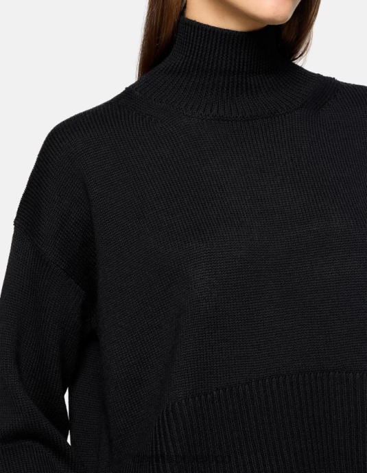 negro DONDUP mujer suéter oversize de lana con cuello tipo polo vestir D0VXD295
